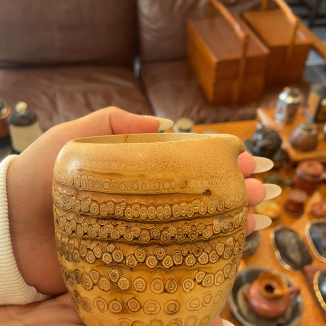 紫砂纯手工竹根公道杯