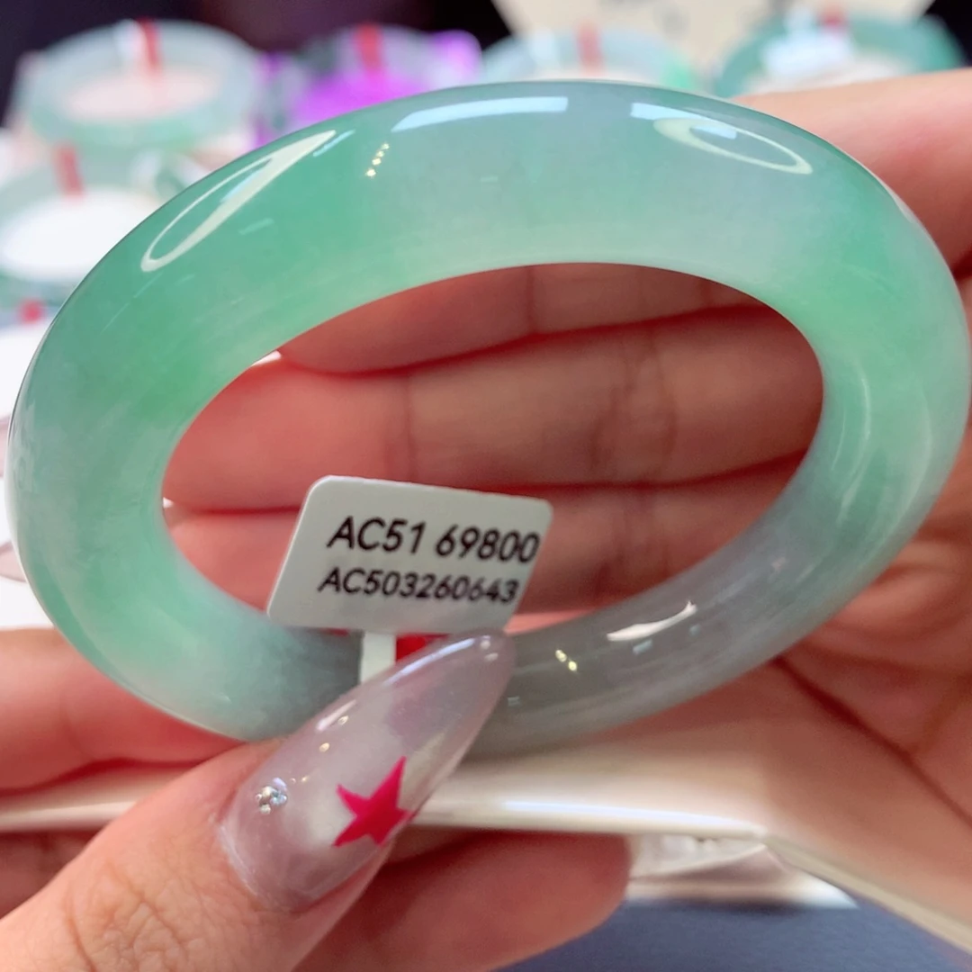 翡翠手镯未镶嵌圆条14号66