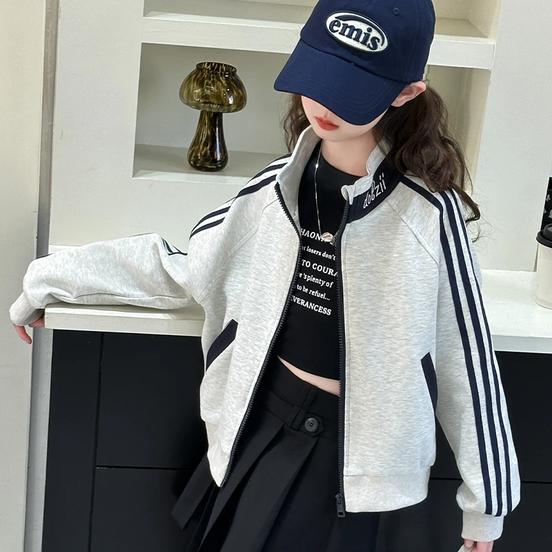 女童外套春秋2025新款小女孩大童春装休闲卫衣学生衣服初中生上衣