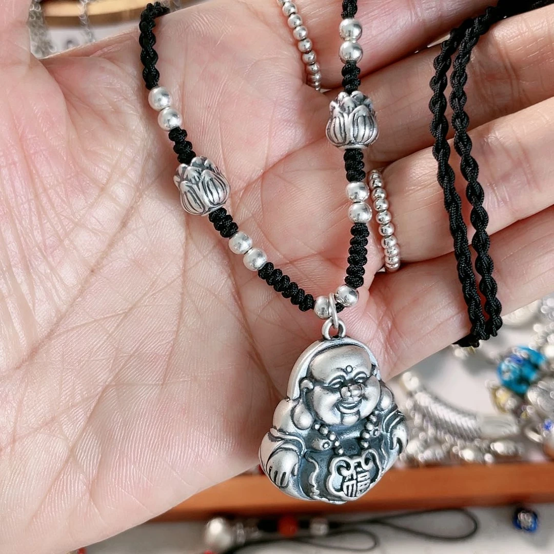 珐琅吊坠足银大佛公