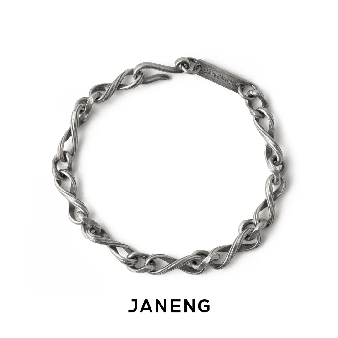 追岸/JANENG 925银手链 无限环扣手链复古中性暗黑风手工制百搭