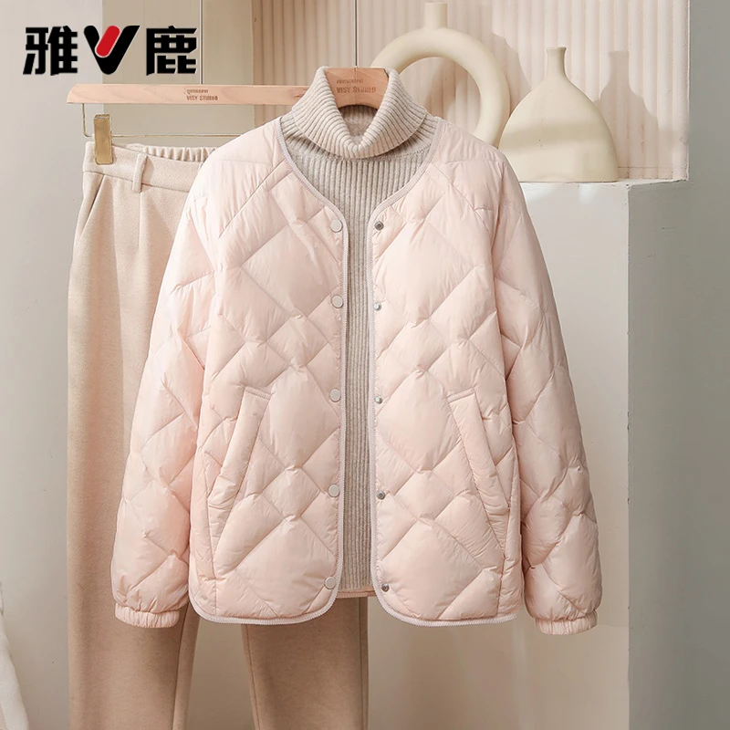 雅鹿2025款轻薄羽绒服女短款秋冬保暖洋气百搭宽松小个子外套潮