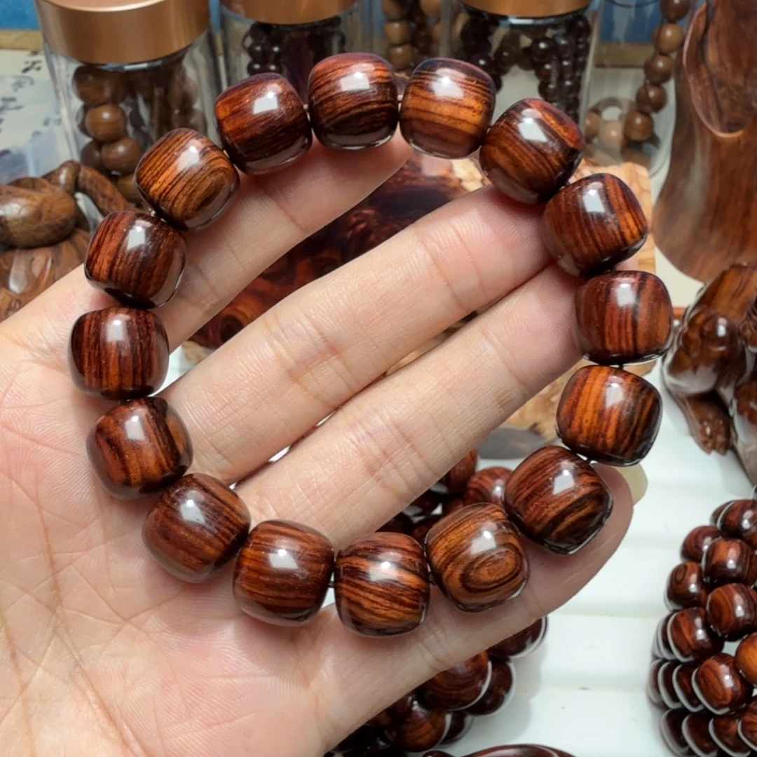 黄花梨/降香黄檀手串/手链海南黄花梨精工1314顺纹黑线