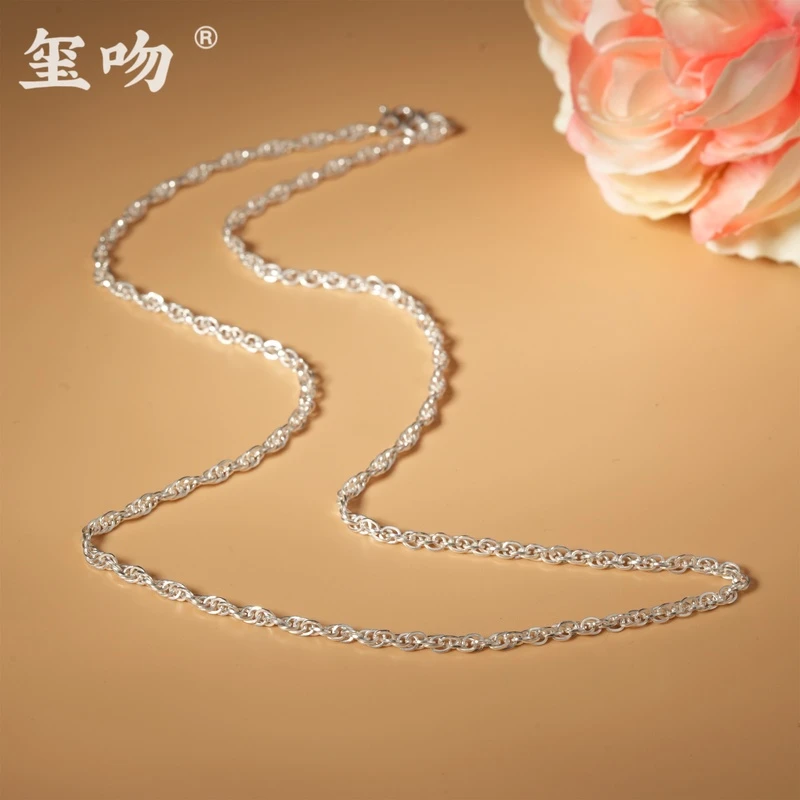 链子足银 【玺吻】足银 四方水波项链 时尚气质款足银项链{50cm}