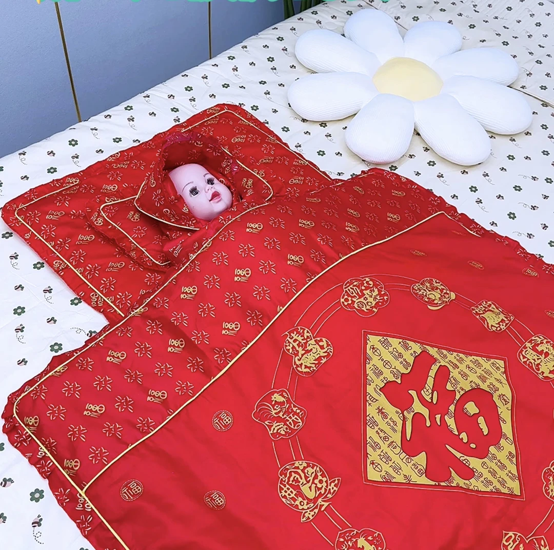 【活里活面】纯棉花被褥套装大红色被褥套装