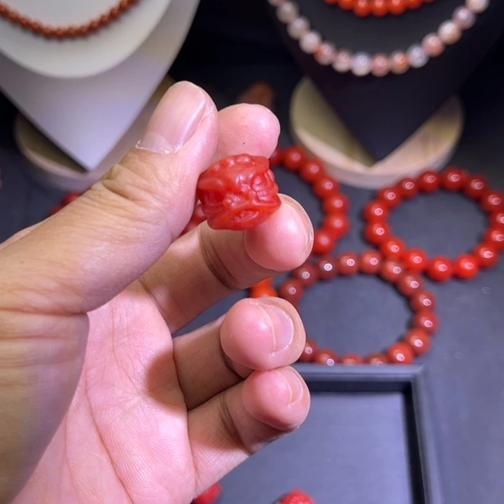 南红玛瑙未镶嵌手链16狮子头