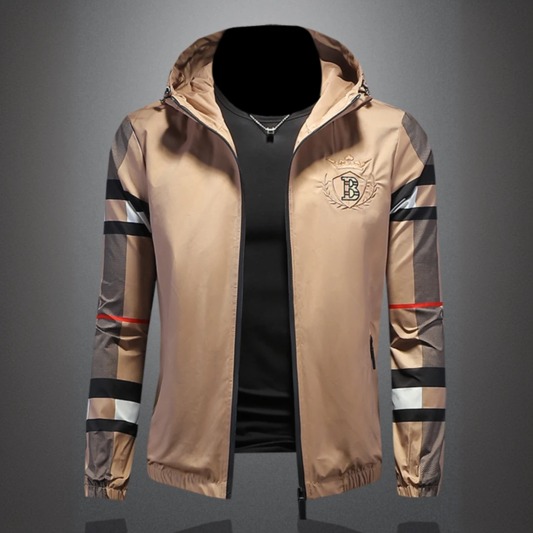 因纳巴敦连帽夹克男装高端春季新款韩版修身刺绣外套男士新款