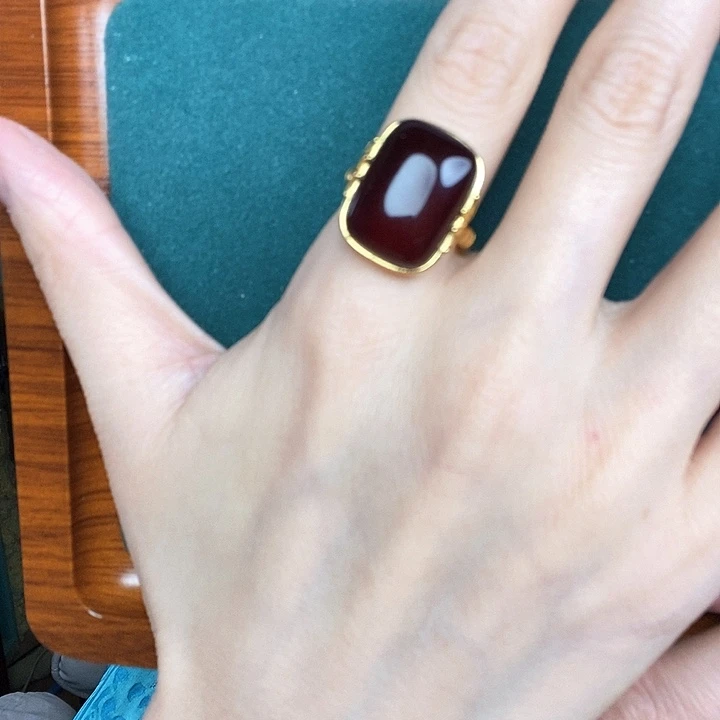 血珀戒指银S925镶嵌戒指