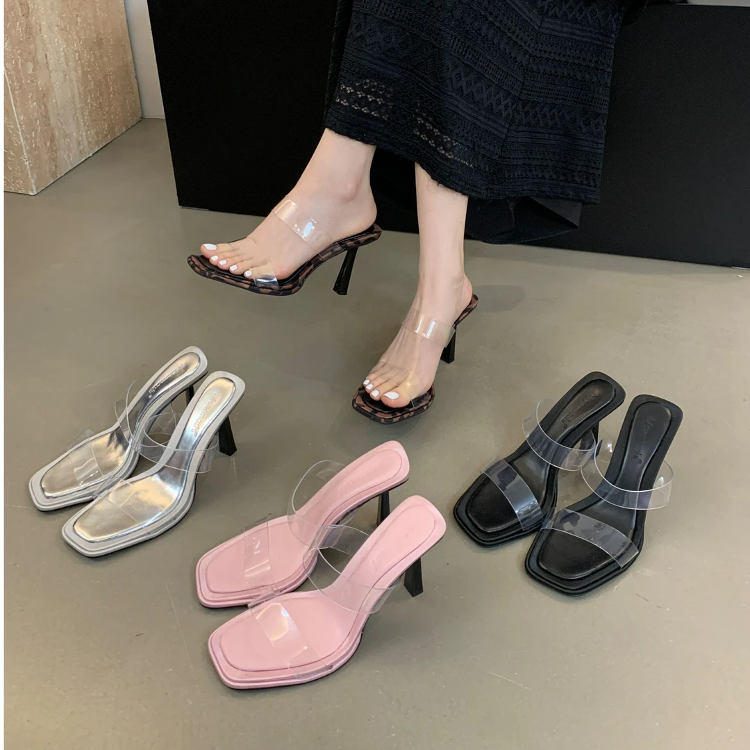 法式性感透明带拖鞋女细跟外穿2025年新款夏季仙女风凉拖高跟凉鞋