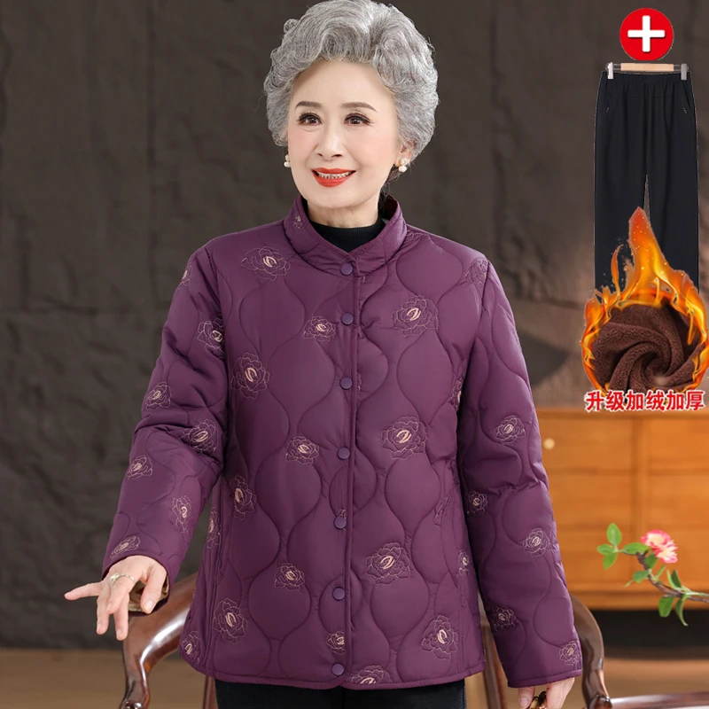 妈妈装冬季轻薄棉服中老年人冬装棉衣女老太太保暖洋气奶奶小棉袄