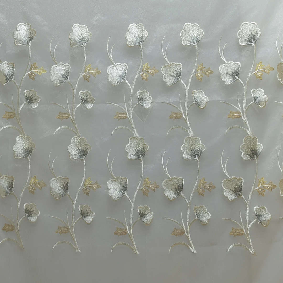 00897 挂钩款成品刺绣客厅卧室防晒窗纱幅宽6米高2.5米免费对开