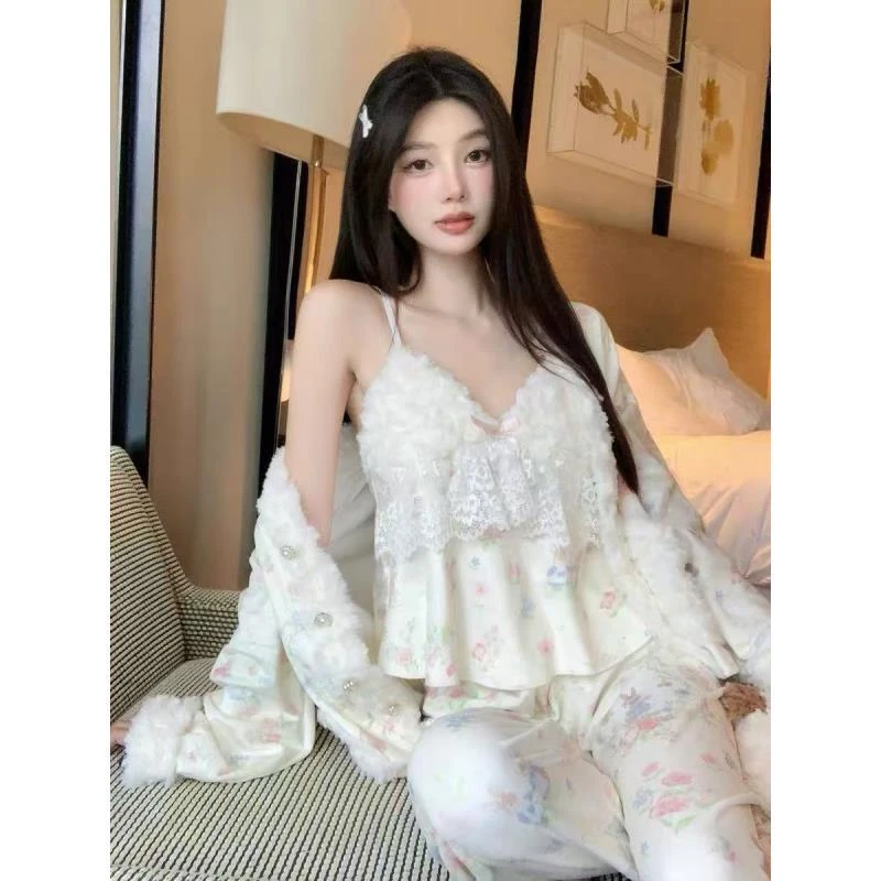 【现货】花园兔兔可爱公主风宽松舒适甜美双面海岛绒百搭家居服套装