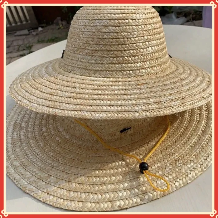 农民手工麦秆草帽大檐户外CCM0田园防晒劳保农用遮阳帽男女【俊旺】