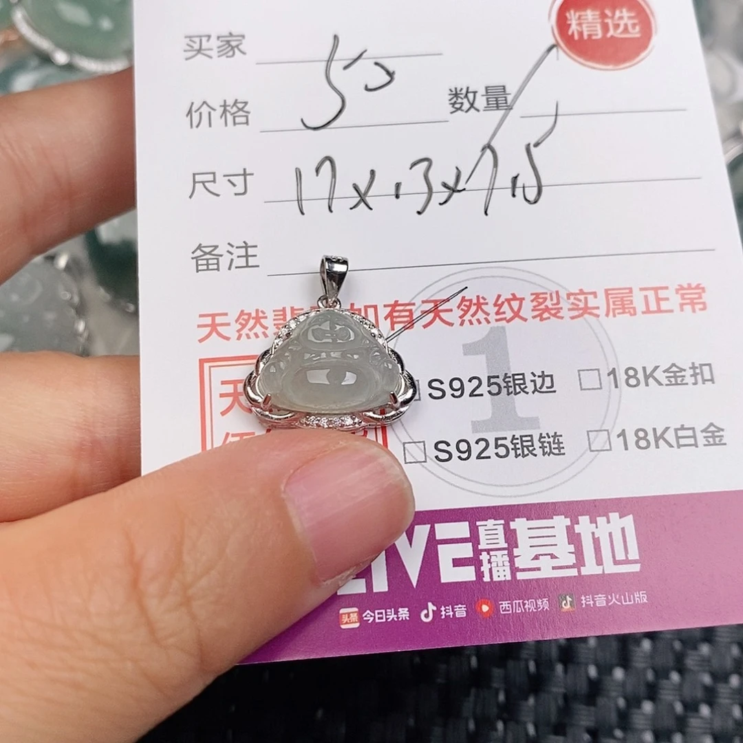 颈饰银S925镶嵌翡翠