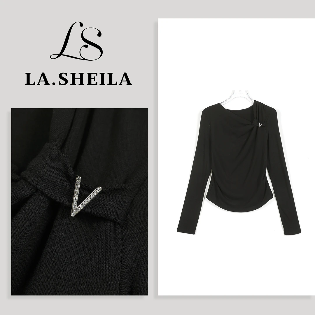 LA.Sheila“大V打底”水钻胸针小蛮腰上衣253-SY/0815-688215