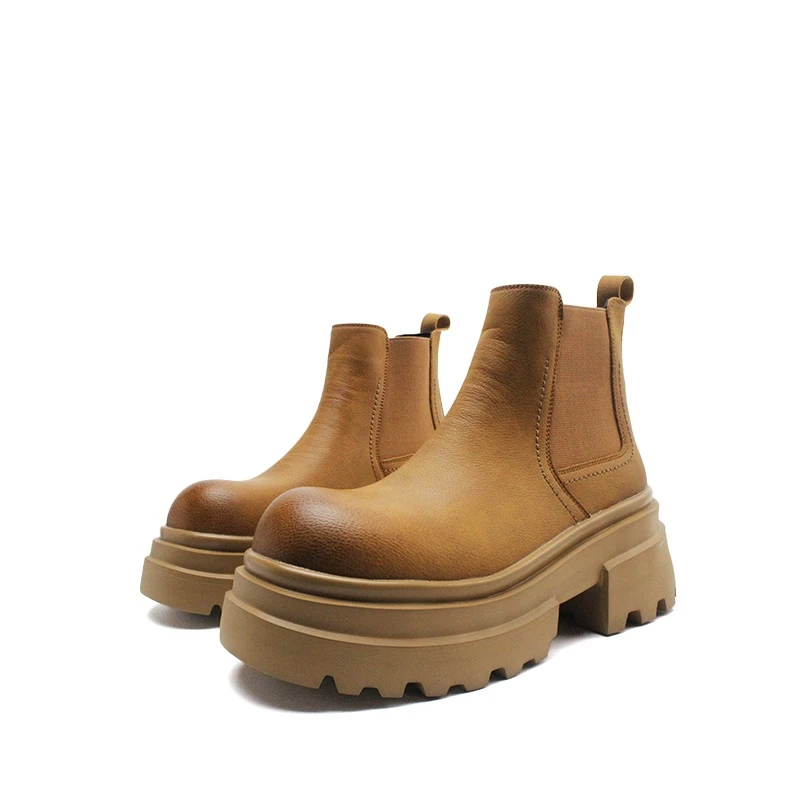 秋冬7公分厚底增高一脚蹬切尔西靴英伦风套筒时尚百搭男士马丁靴