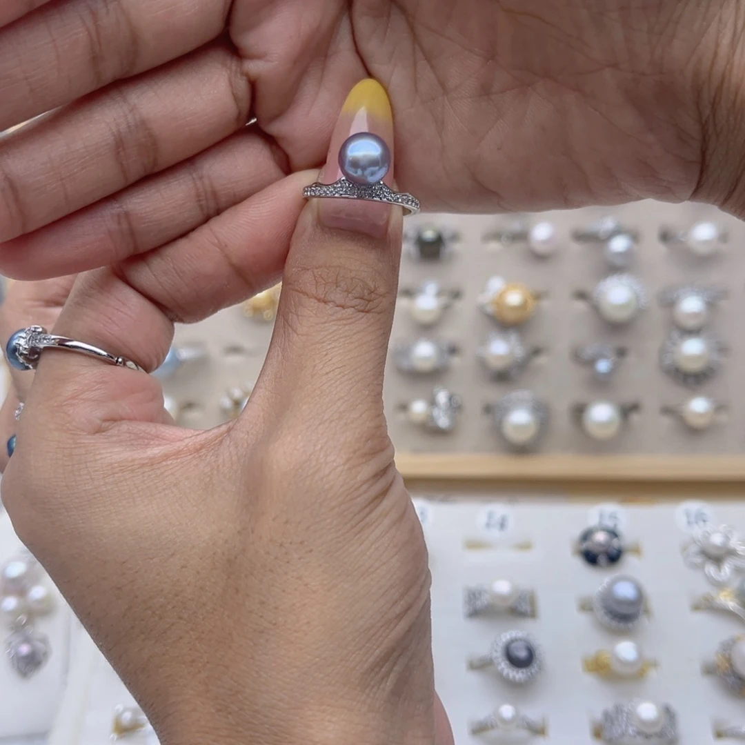 雨***桐合金戒指淡水珍珠