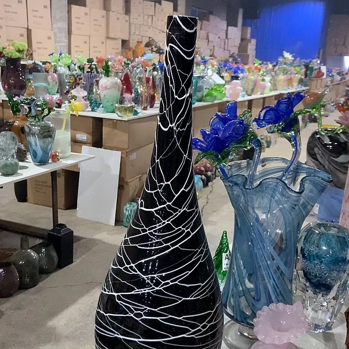 琉璃琉璃花瓶高55口3