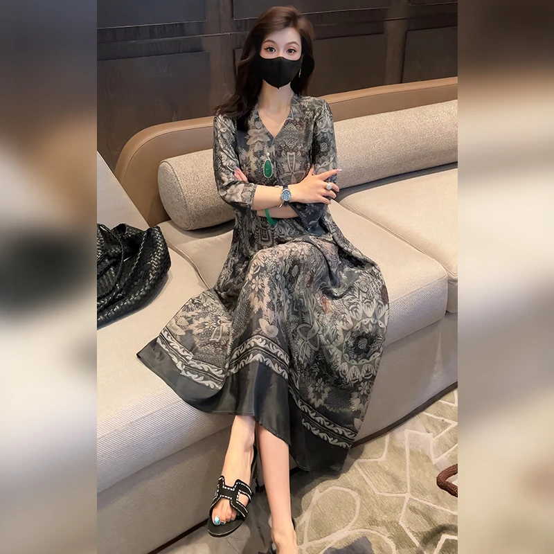 【Linda姐高端线】时尚复古贵气慵懒风法式连衣裙女夏AS5LYH0987