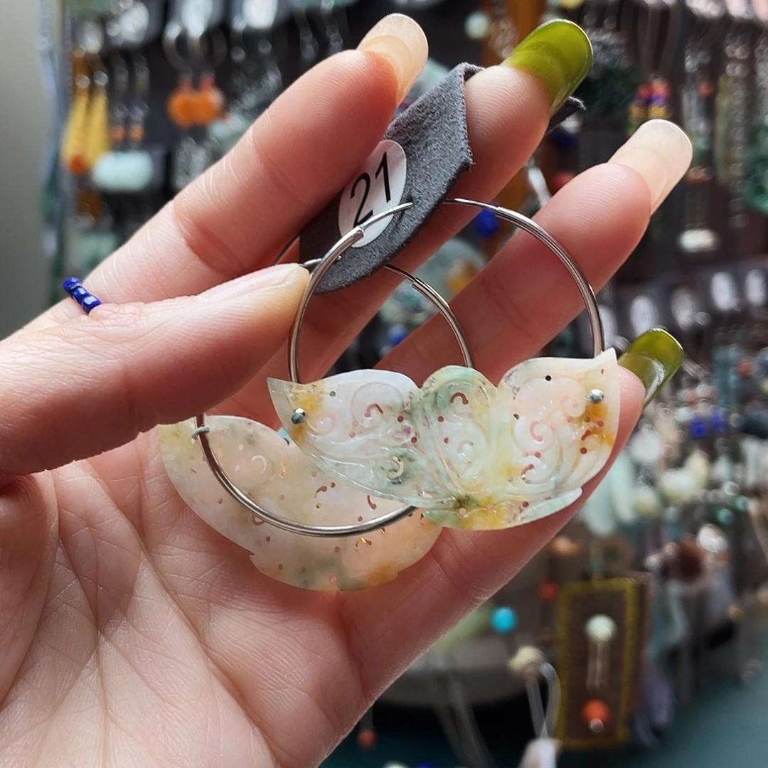 *****翡翠银S925镶嵌耳饰饰品