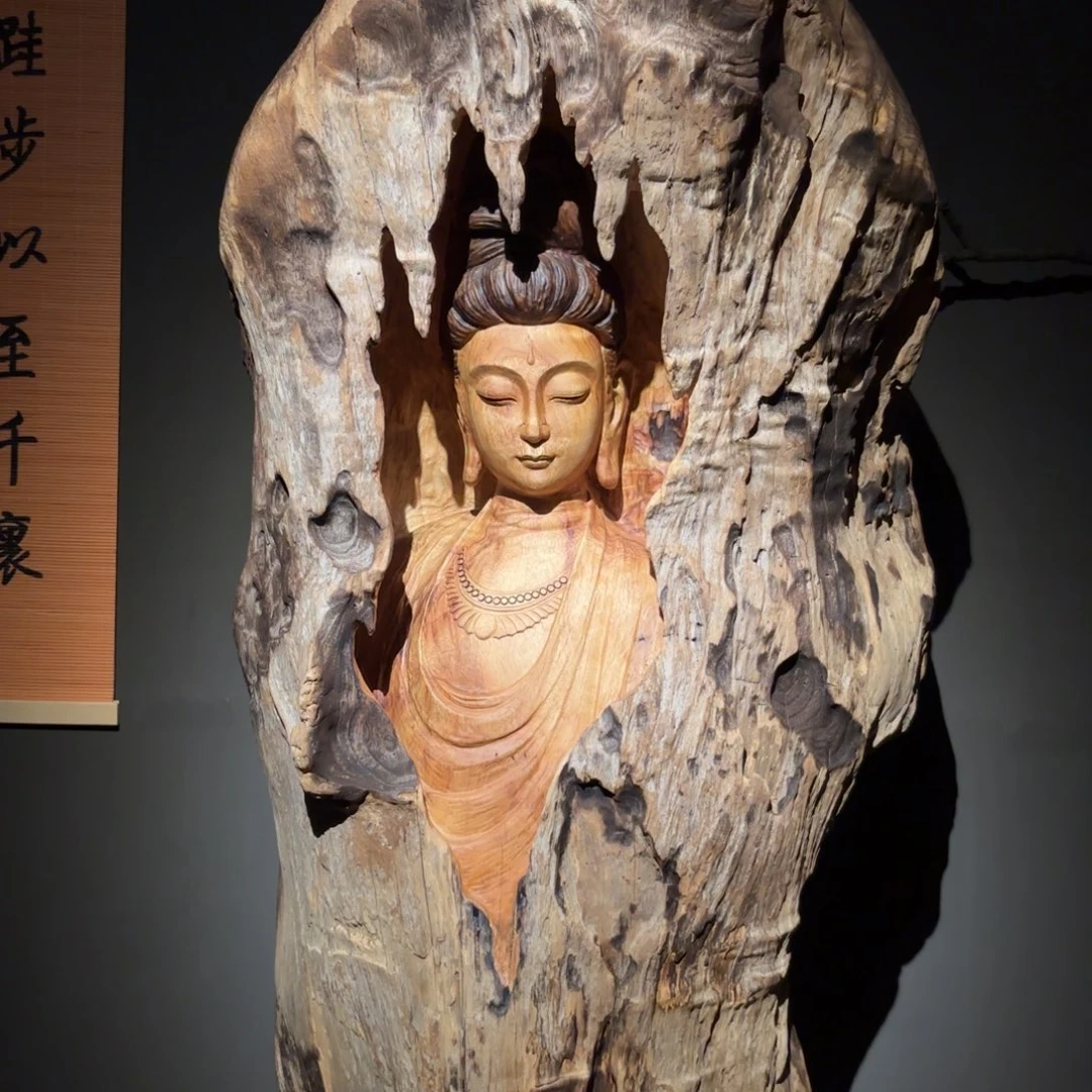 等****香樟木一念清净整木整雕