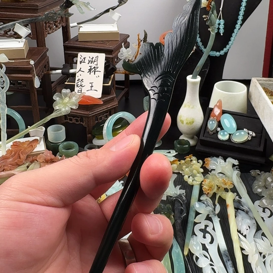蛇纹石玉未镶嵌发饰