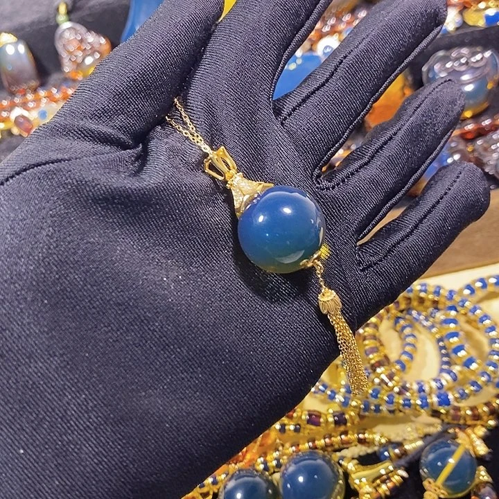 蓝珀未镶嵌珠宝奇石墨西哥蓝珀项链20