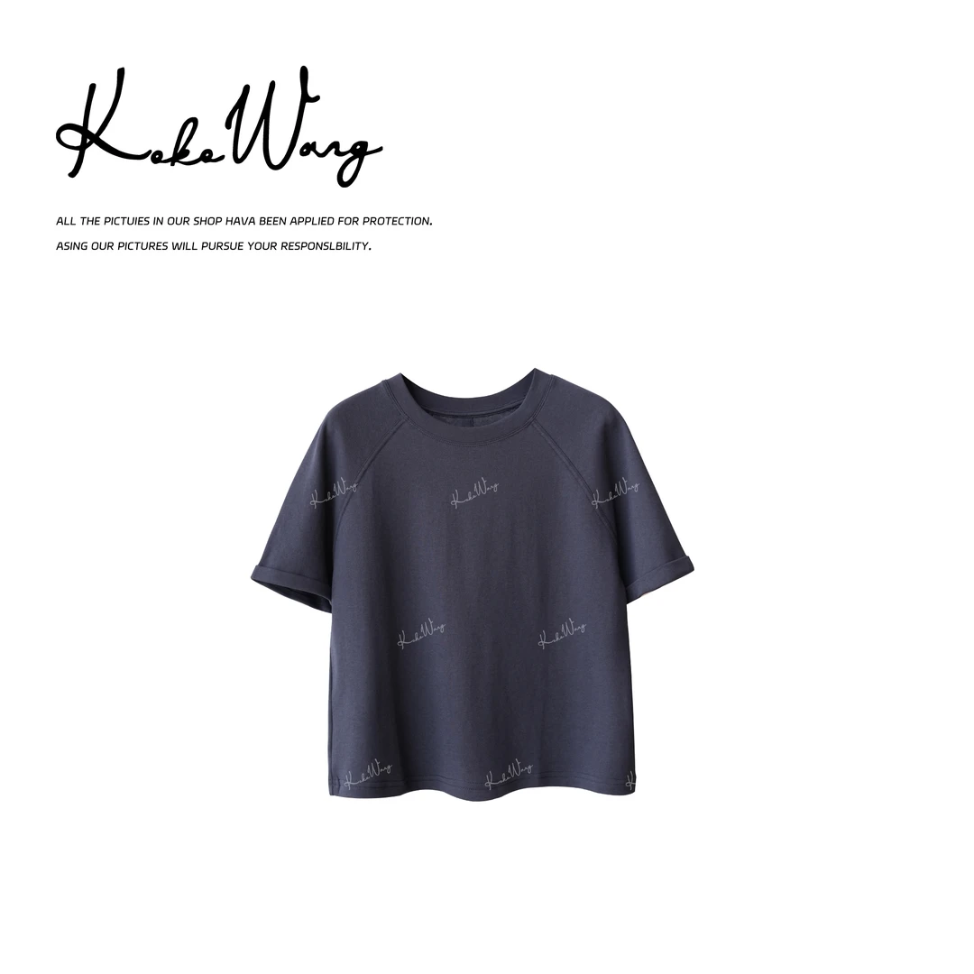 KOKO WANG【比例短T】秋冬女装流光风显瘦插肩袖圆领T恤N1265H10T41