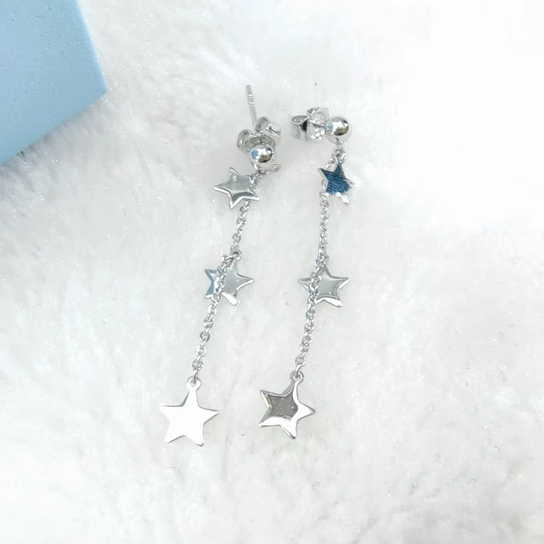 PT950铂金耳饰 简约星星流苏铂金耳钉 约4.5cm 时尚百搭