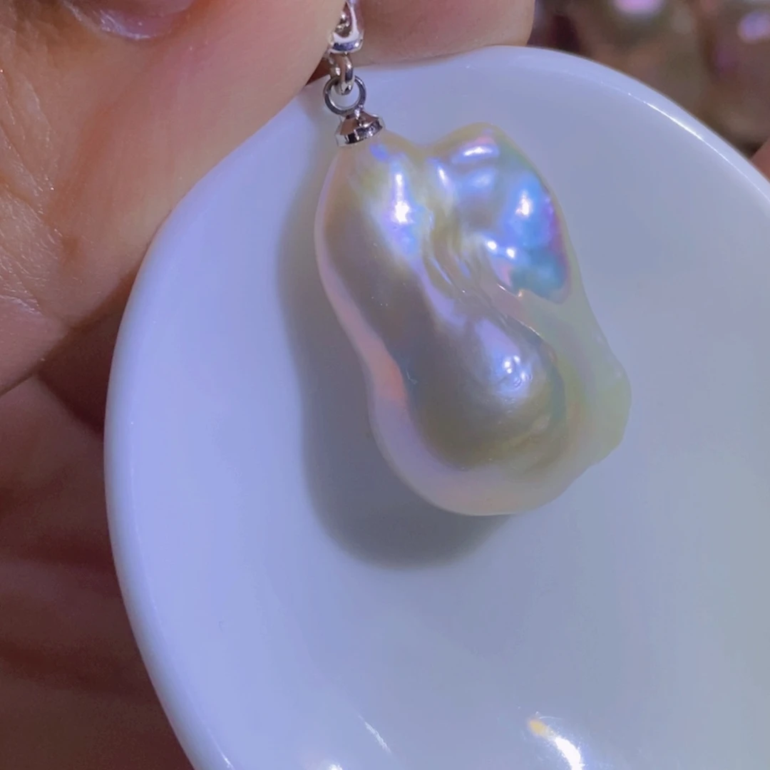 银S925镶嵌淡水珍珠微瑕