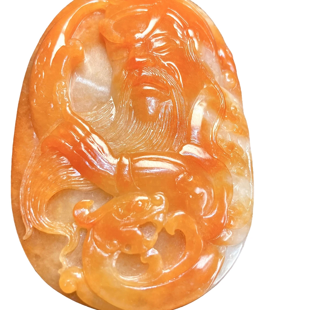 【镇店之宝关公】缅甸 a 货翡翠关公，冰透精雕附权威证书，支持复检