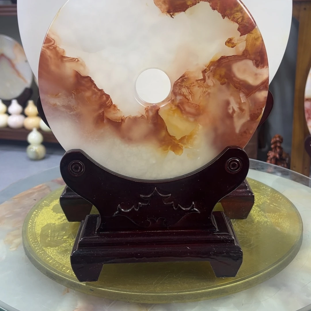 玉高货玉石平安扣摆件直径20cm