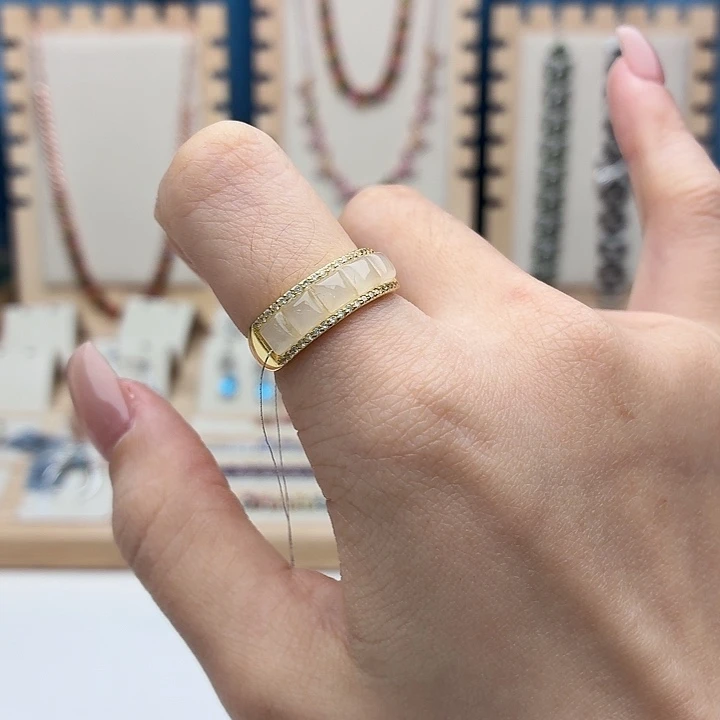 和田玉银S925镶嵌戒指