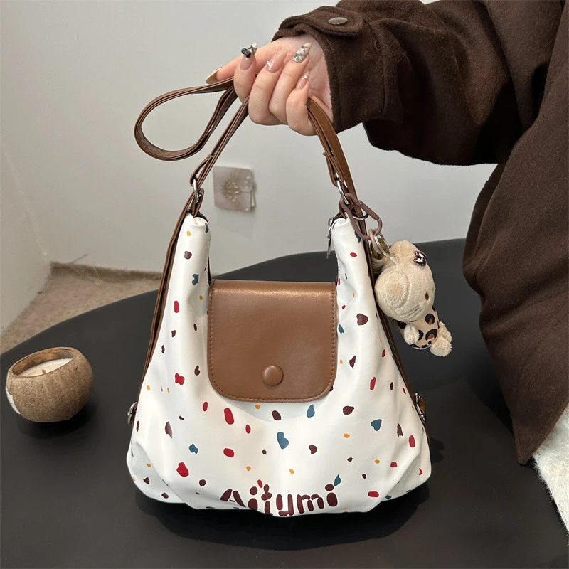 【A03】韩版单肩包休闲洋气感腋下包2024新款松弛感彩色波点双肩包
