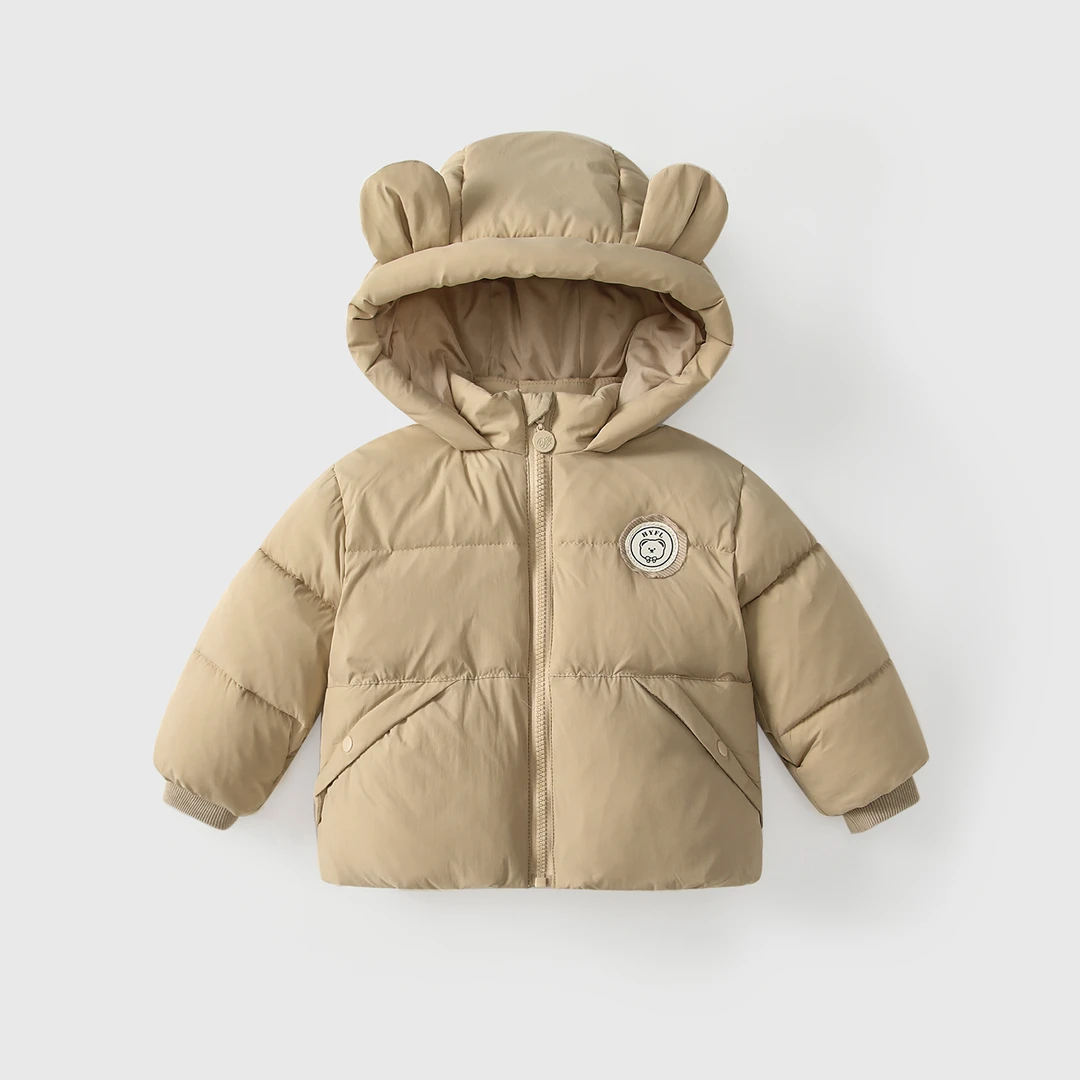 儿童棉服冬季2025新款男宝宝棉袄夹棉加绒小童小熊外套棉衣冬加厚