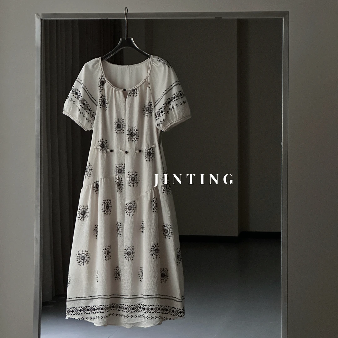 今婷2025夏季新款法式优雅波西米亚镂空度假风连衣裙女-M25212434