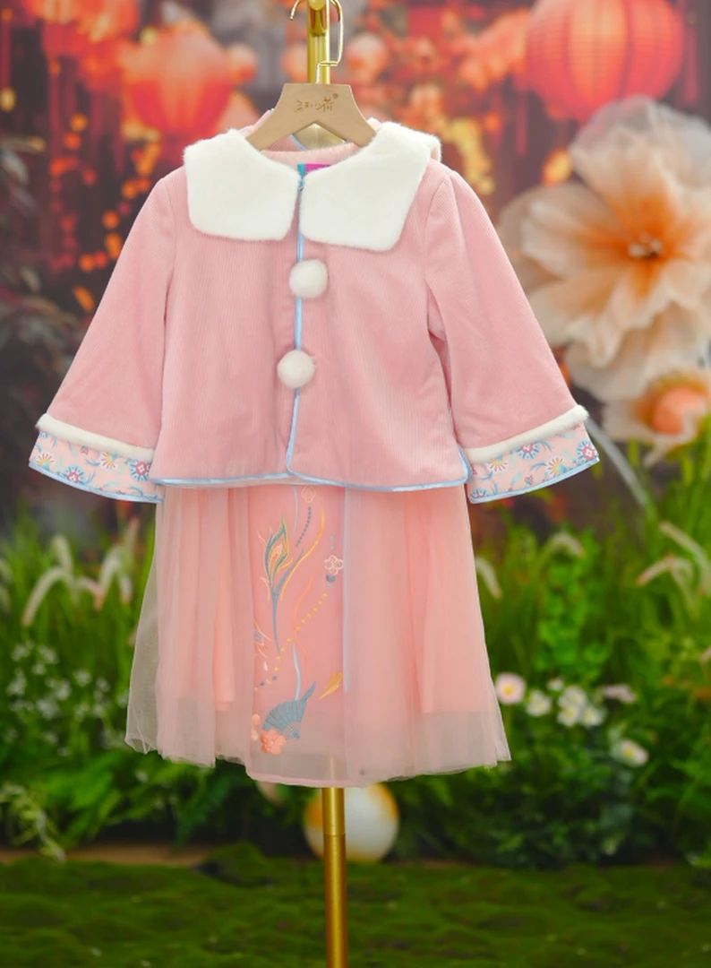 汪小荷品牌清货女童中国风13b东方韵套装（套裙） XD15201