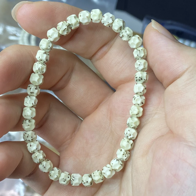 体验款石玉料骨瓷白5X6无相海南星月菩提手串气质百搭