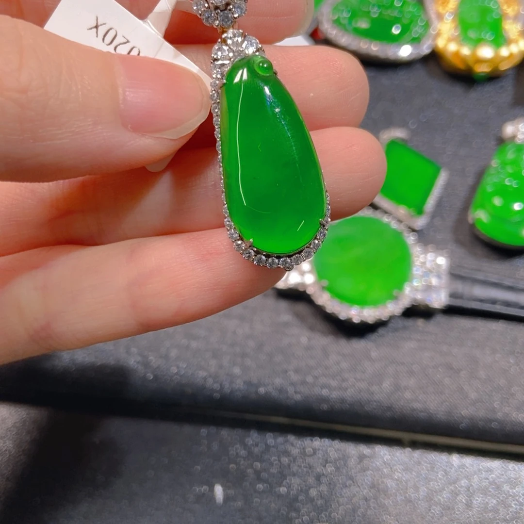 翡翠银S925镶嵌吊坠(不含链)