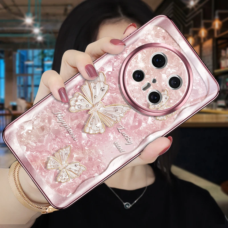 金边蝴蝶适用华为mate70 pro手机壳高级感mate60pro爆款ins小众女