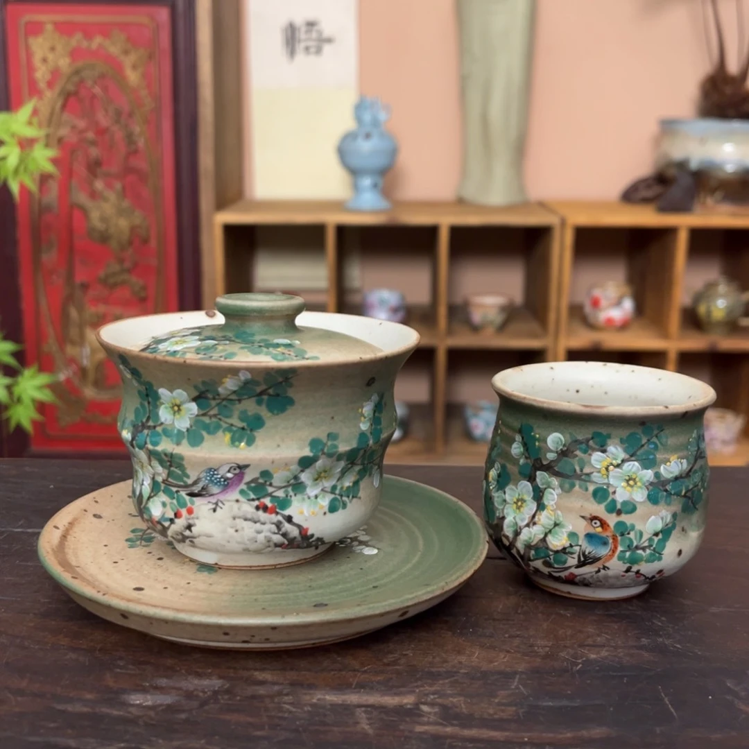 杯柴烧纯手工手绘陶瓷