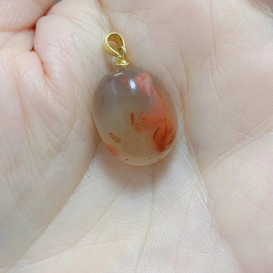 吴***水南红玛瑙银S925镶嵌吊坠(不含链)