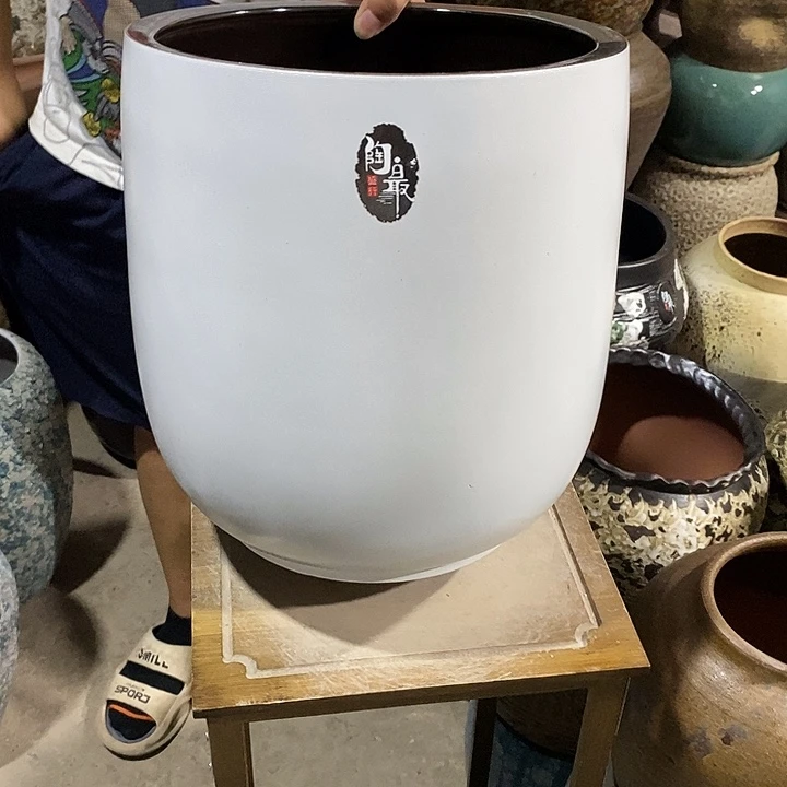 紫砂花盆口30高度34白色8888