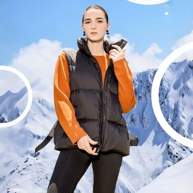 秋冬季女士羽绒马甲BB0429轻质静音背心高领拉链束腰款