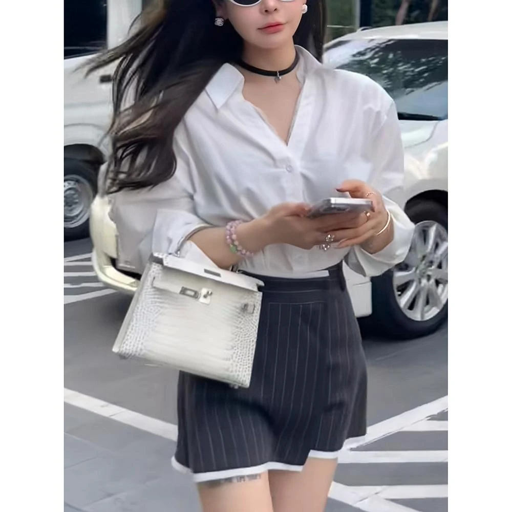 蕾丝边白色衬衫女士2025秋季新款高级感轻奢减龄洋气休闲衬衣上衣