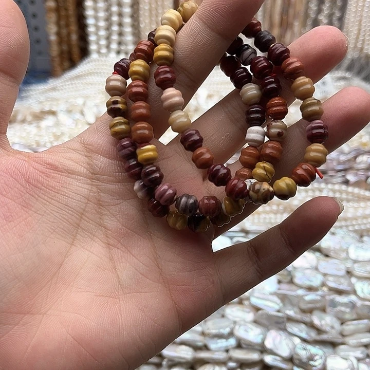 未镶嵌玛瑙/玉髓珠宝半成品一条7mm左右阿拉善雕刻手串