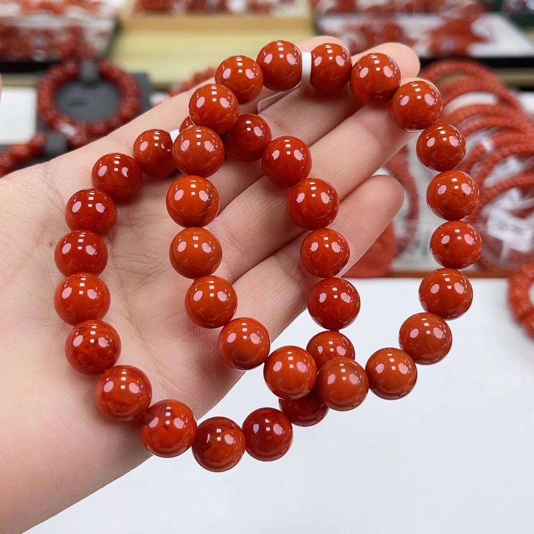 南红玛瑙瓦西圆珠单圈11mm（多样式发其一）未镶嵌