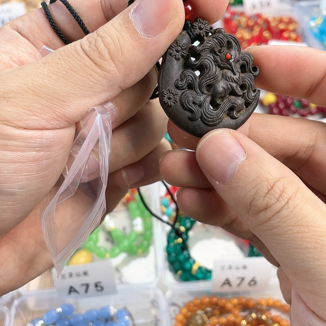 檀香木手串银S925镀金镶嵌