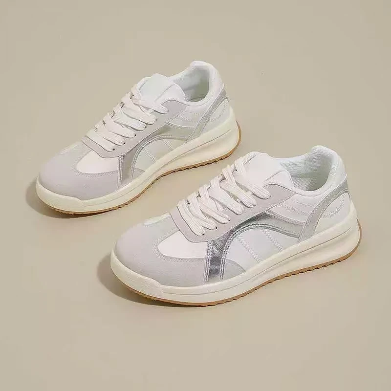 Ou Shi Yuan/欧诗媛春夏皮面板鞋小白鞋休闲鞋学生潮鞋AG673【米】