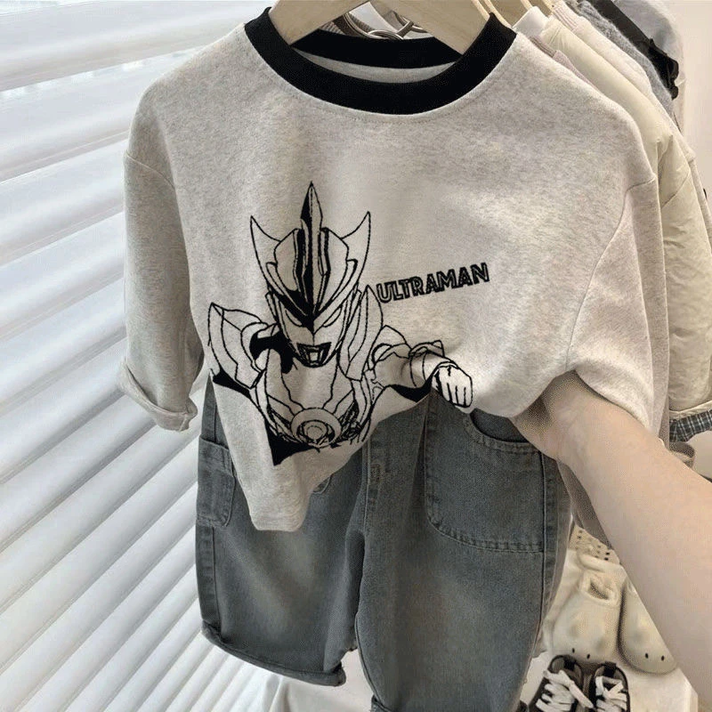 新款奥特曼儿童纯棉长袖T恤2025年春秋男童卡通圆领上衣休闲春秋T